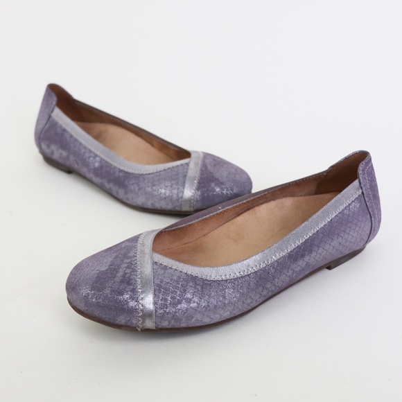 Vionic Caroll Leather Ballet Flats Pewter Purple 7 - Picture 3 of 7